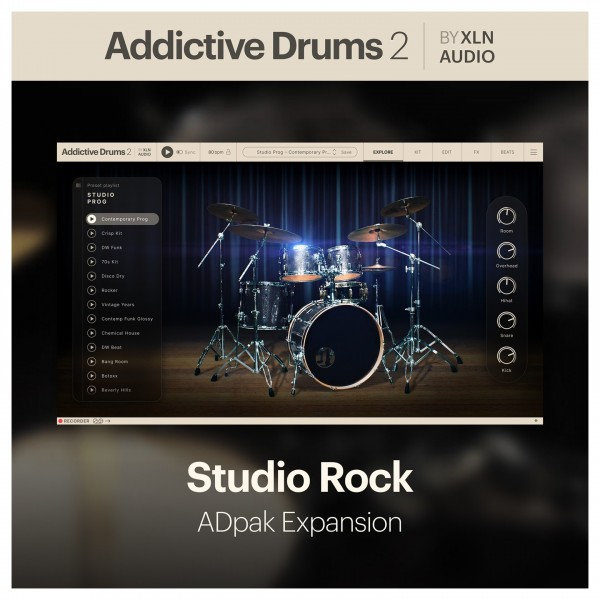 XLN Audio Addictive      Drums 2 (Studio     Rock ADPak)